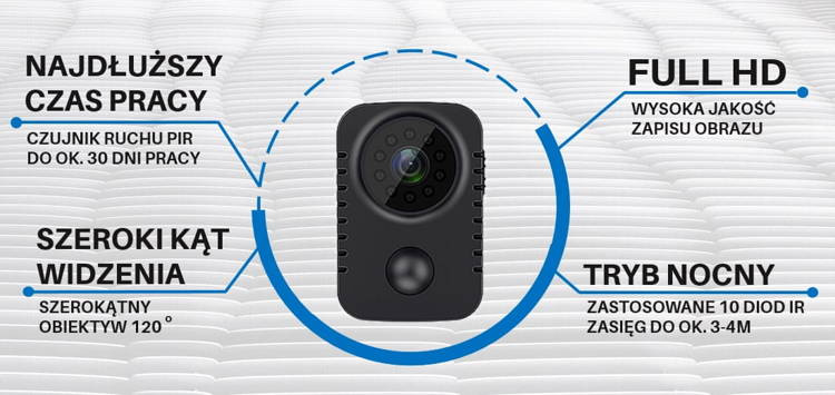 Mini kamera szpiegowska dyskretna z czujnikiem ruchu MD31