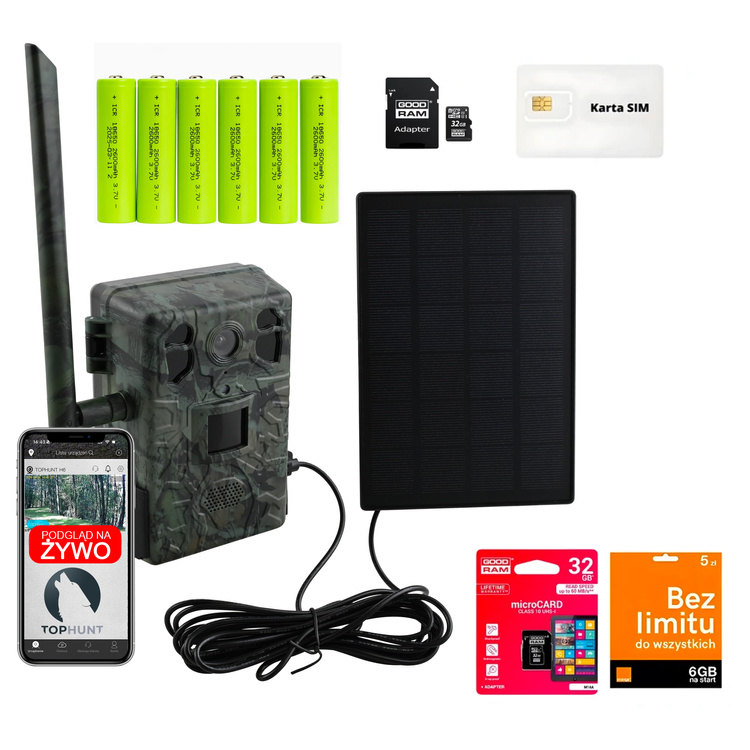 Zestaw fotopułapka z podglądem na żywo TopHunt 2.7K 4G LTE Green