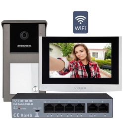 ZESTAW STACJA BRAMOWA ZEWNĘTRZNA WIDEODOMOFONU VIDOS IPX S101-1 + MONITOR WIDEODOMOFONU IP M100-X WiFi VIDOS IPX + Switch POE