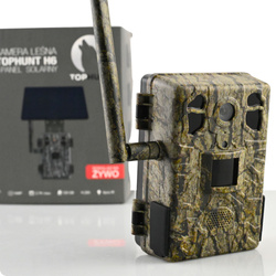 Zestaw Fotopułapka GSM Kamera Leśna TOPHUNT H6 Tree grain Panel Solarny 6xAkumulator 18650 Karta SD 32 GB Karta SIM Orange