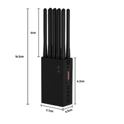 Profesjonalny zagłuszacz Jammer 2G 3G 4G 5G 5,8G WIFI VHF UHF GSM LTE 10 anten 12W