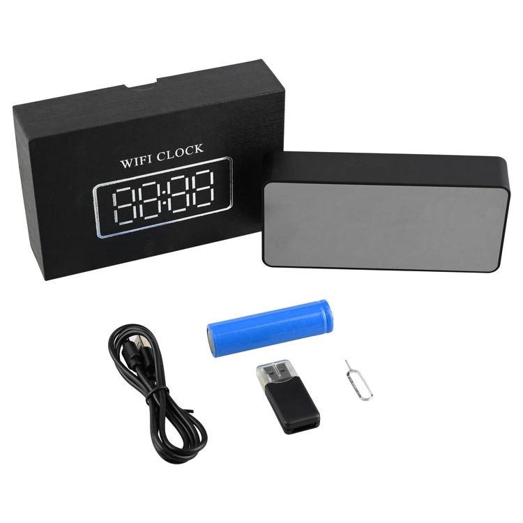 zestaw mini kamera szpiegowska w zegarze budziku