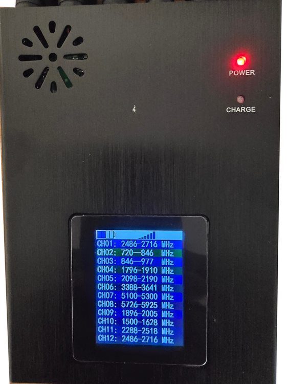 Profesjonalny zagłuszacz Jammer 2G 3G 4G 5G 5,8G 2.4G WIFI VHF UHF GSM LTE 12 anten 22W