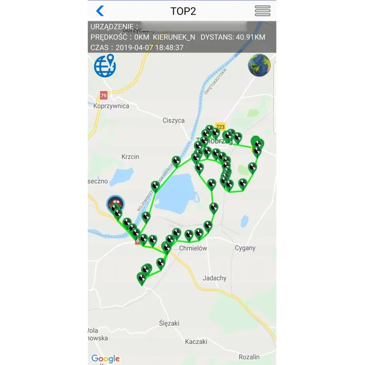 Aplikacja mobilna lokalizatora GPS MK12P - śledzenie zwierzęcia na mapie