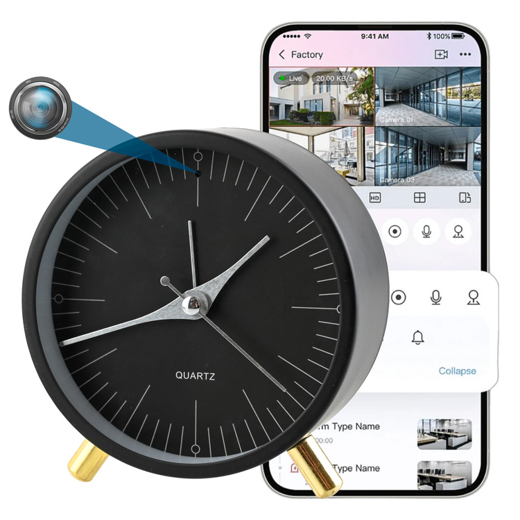 Ukryta mini kamera w budziku z czujnikiem ruchu WiFi GTW217 