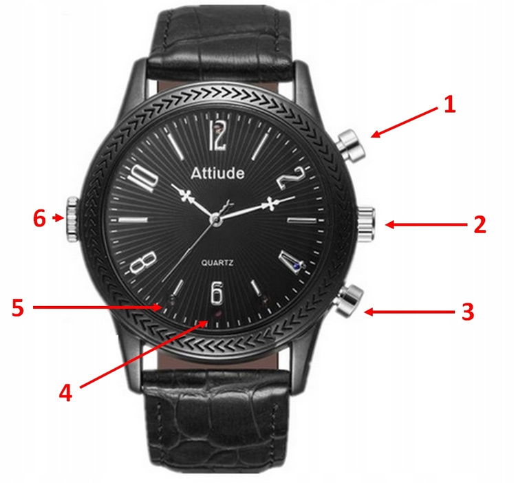 Mini kamera w zegarku dyktafon szpiegowski 32GB na rękę tryb nocny