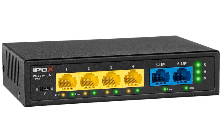 Switch PoE 4-port - IPOX PX-S6-P4-U2-TP48