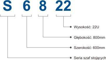 Szafa Rack Stojąca 19'' 22U 800mm S6822