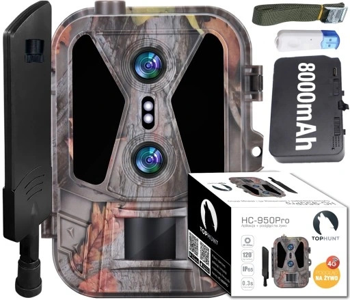 Kamera Leśna Fotopułapka 4K 4G LTE PODGLĄD na ŻYWO Aplikacja HC-950Pro AKU  + preparat do wabienia dzików