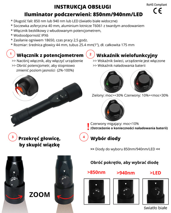 Iluminator Laserowy Podczerwieni X-Hog PRO 940nm/850nm/LED Bestseller, Bestseller