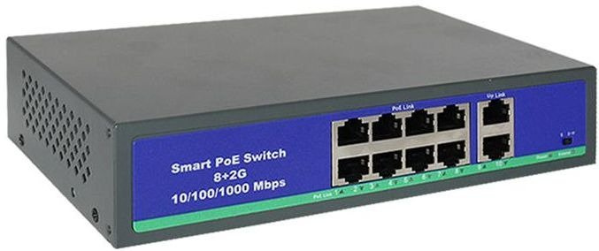 Switch 8-portowy PoE 802.3af, 2 xUPLINK 1000Mbps