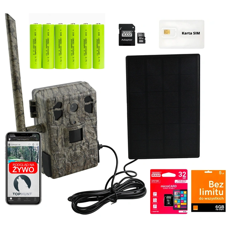 zestaw fotopułapka H6 z modułem gsm kamera leśna podgląd na żywo