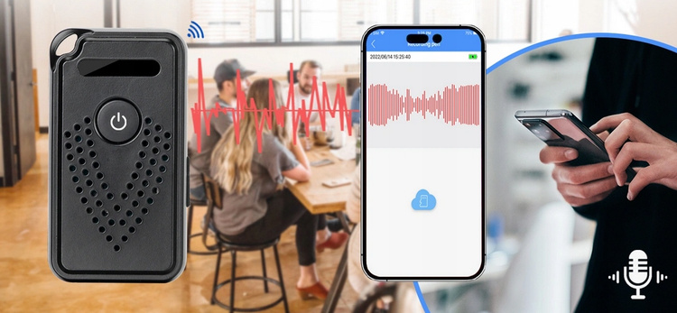 Mini rejestrator dźwięku WiFi z nasłuchem na żywo