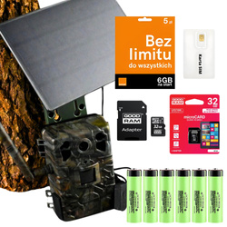 Zestaw  gsm Kamera Dla pszczelarza TOPHUNT H6 Dark Green Panel Solarny 6xAkumulator 18650 Karta SD 32 GB Karta SIM Orange