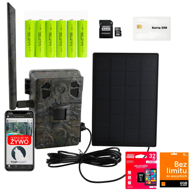 Zestaw fotopułapka z podglądem na żywo TopHunt 2.7K 4G LTE Dark Green
