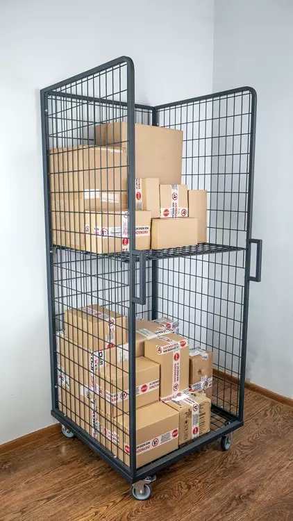 Wózek magazynowy kosz na paczki, na przesyłki 4LOP