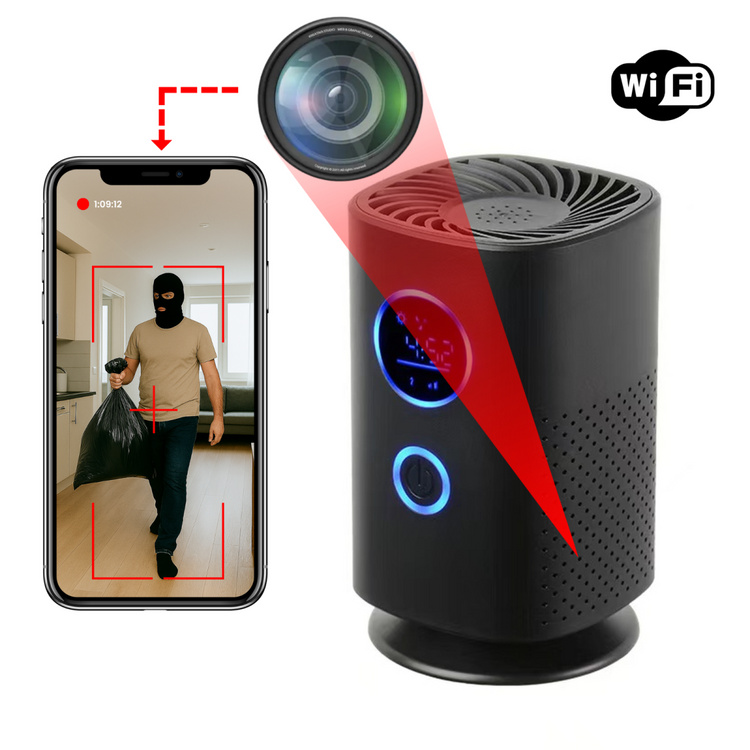 Ukryta kamera WiFi w oczyszczaczu powietrza – dyskretny monitoring domu MKAP63