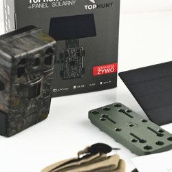 Zestaw  gsm Kamera Dla pszczelarza TOPHUNT H6 Dark Green Panel Solarny 6xAkumulator 18650 Karta SD 32 GB Karta SIM Orange