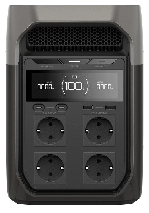 EcoFlow DELTA 3 podłączona do paneli solarnych podczas kempingu na świeżym powietrzu