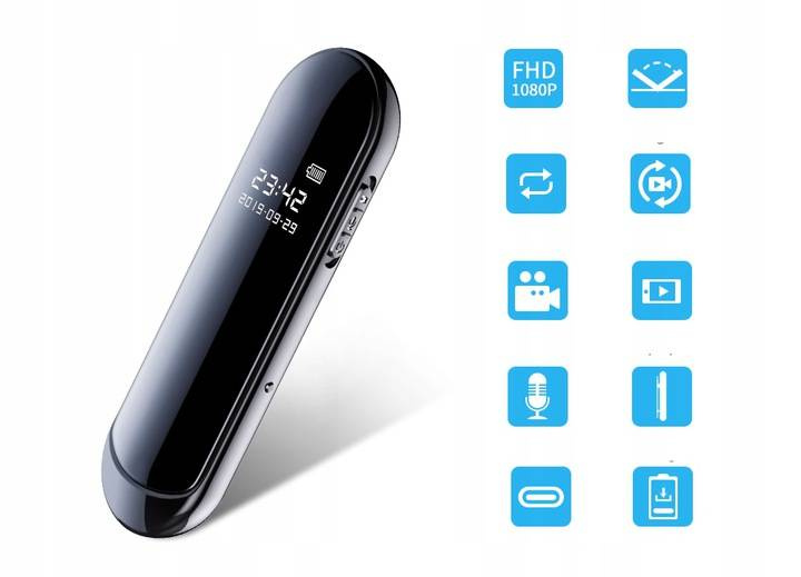 OULTLET Mini kamera szpiegowska V8 dyktafon 64GB Full HD LCD