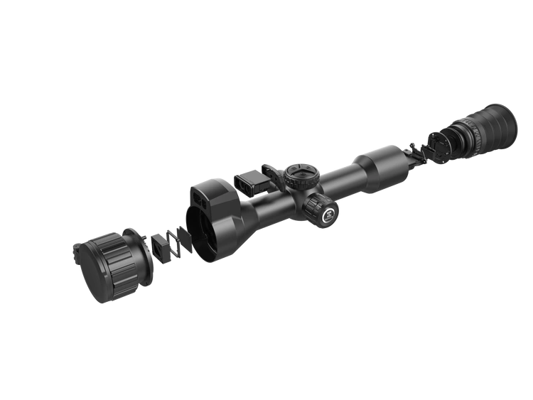 Obraz z celownika HIKMICRO NEOS NH25L - sylwetka dzika w nocy