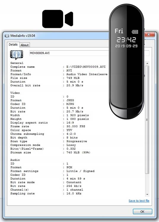 OULTLET Mini kamera szpiegowska V8 dyktafon 64GB Full HD LCD