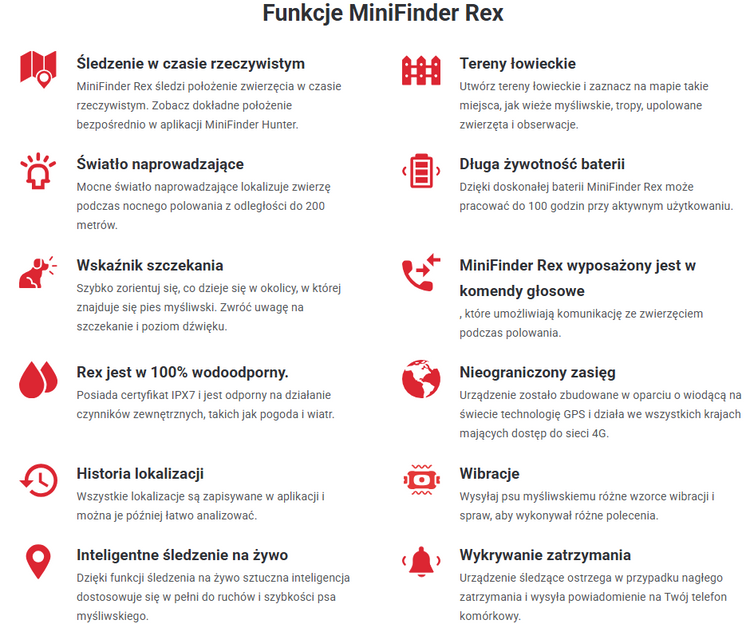 Lokalizator GPS MiniFinder Rex dla Psa Myśliwskiego 100h Pracy IP67
