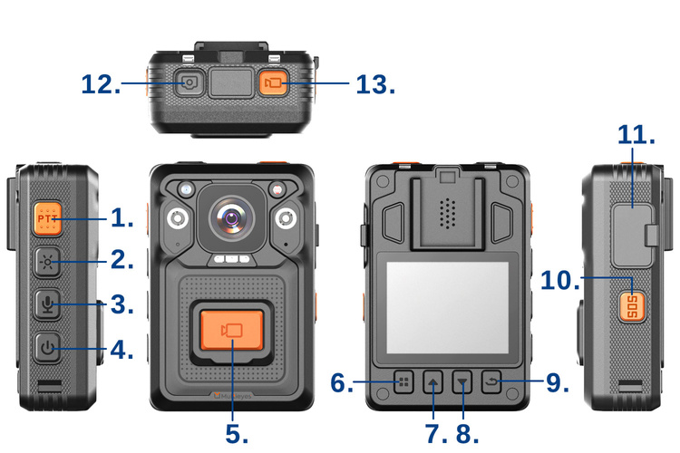 Kamera nasobna z mikrofonem stabilizacja obrazu DMT22 H265 LCD 2" 32GB