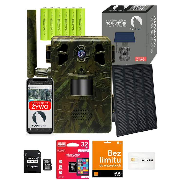 Zestaw kamera leśna fotopułapka TopHunt 2.7K 4G LTE podgląd na żywo Dark Green