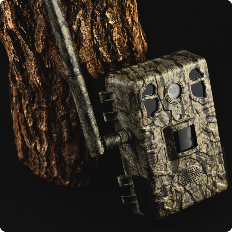 Zestaw Fotopułapka GSM Kamera Leśna TOPHUNT H6 Tree grain Panel Solarny 6xAkumulator 18650 Karta SD 32 GB Karta SIM Orange