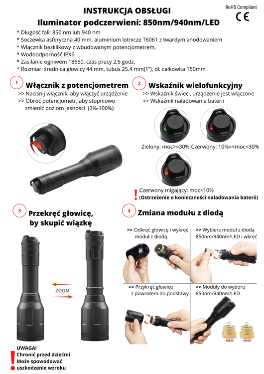 Iluminator Laserowy Podczerwieni  X-Hog 01 940nm 600m