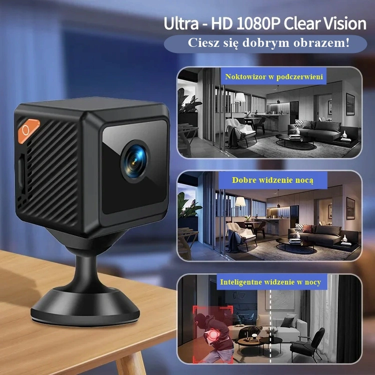 Mini Kamera WIFI W02 z Magnesem do monitorowania domu, biura, pomieszczeń