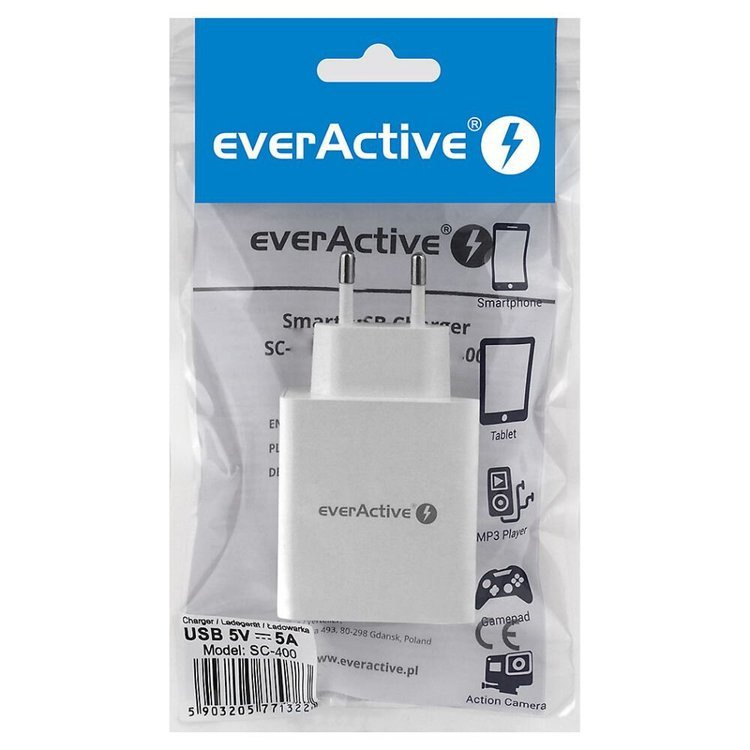Ładowarka sieciowa everActive SC-400 4xUSB 5A