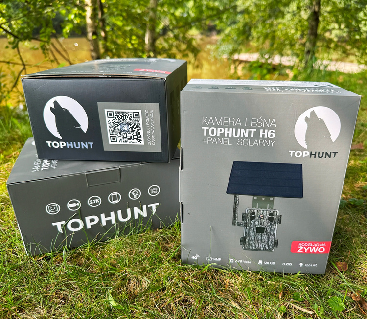 Zestaw kamera leśna fotopułapka TopHunt 2.7K 4G LTE podgląd na żywo Tree Grain