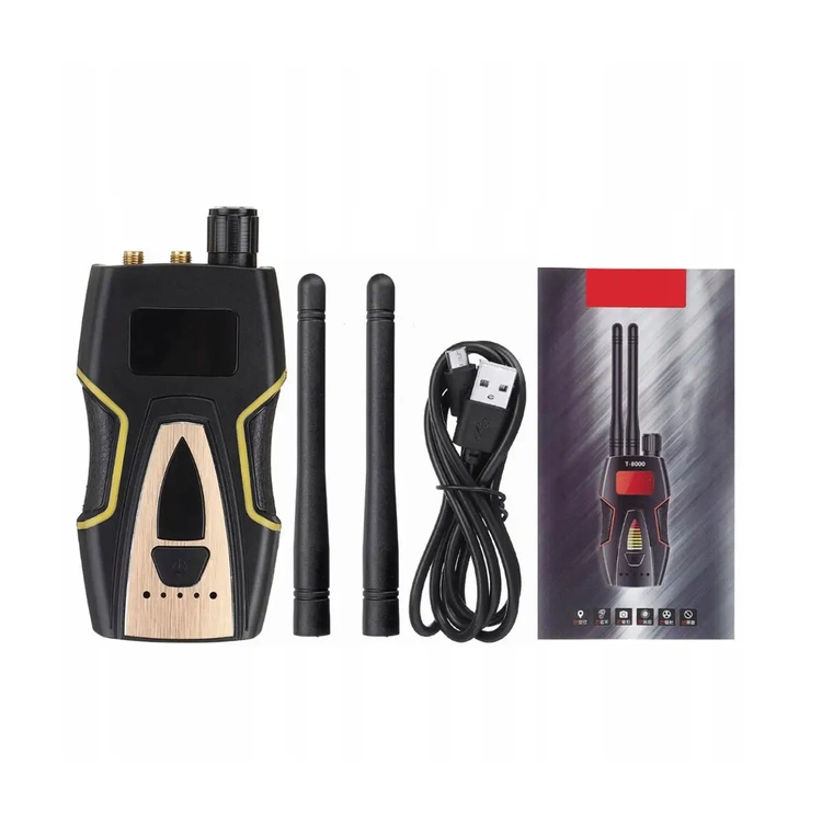 Detektor kamer i podsłuchów MK8000 – zbliżenie na panel z diodami sygnalizacyjnymi.