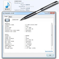 Cyfrowy dyktafon szpiegowski w długopisie 8GB 15h MBG line Q91