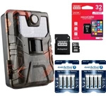 ZESTAW Fotopułapka KAMERA LEŚNA HC-900A 36Mpx 44 IR LED + Karta SD 32GB + 8x Baterie AA everActive