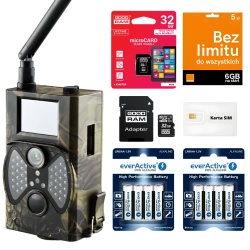 ZESTAW Fotopułapka HC-300M + Karta SD + Karta SIM + 8x Baterie AA