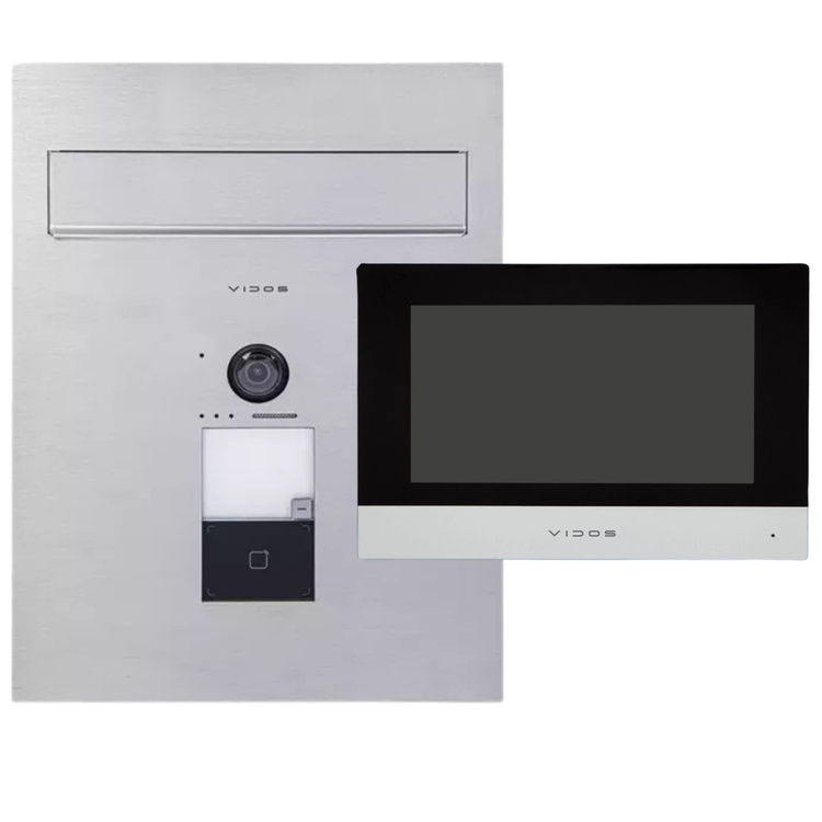 ZESTAW SKRZYNKA NA LISTY Z WIDEOFONEM S2401-SKP + MONITOR WIDEOFONU IP M2010 VIDOS ONE + Switch POE 42/60