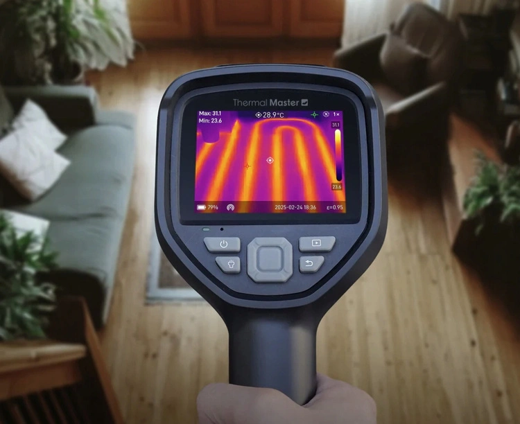 Obraz termowizyjny z kamery THOR002 w trybie IR Fuse – fuzja obrazu widzialnego i termicznego podczas inspekcji instalacji elektrycznej