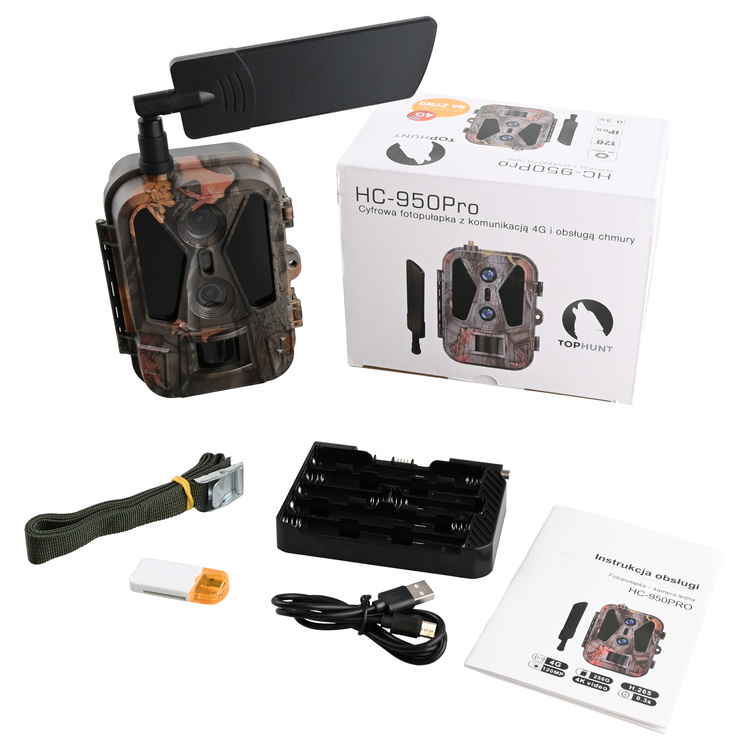 Fotopułapka z podglądem na żywo 4K 4G LTE Aplikacja HC-950Pro AKU 