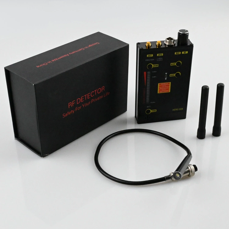 Zestaw wykrywacza HER0009 – urządzenie, antena, ładowarka USB i instrukcja w języku polskim