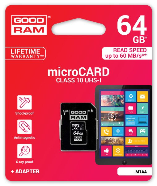 Karta pamięci SD GoodRam UHS1 CL10 64GB + adapter