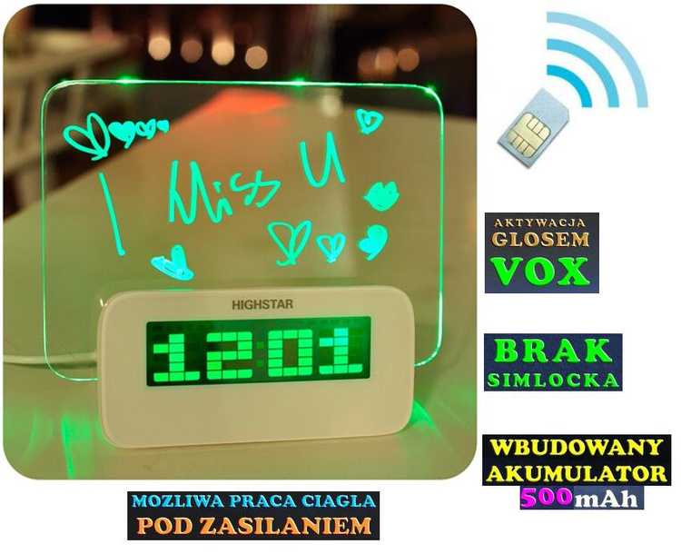 Wielofunkcyjny Elektroniczny Zegarek Biurkowy z Ukrytą Funkcją Nasłuchu + VOX
