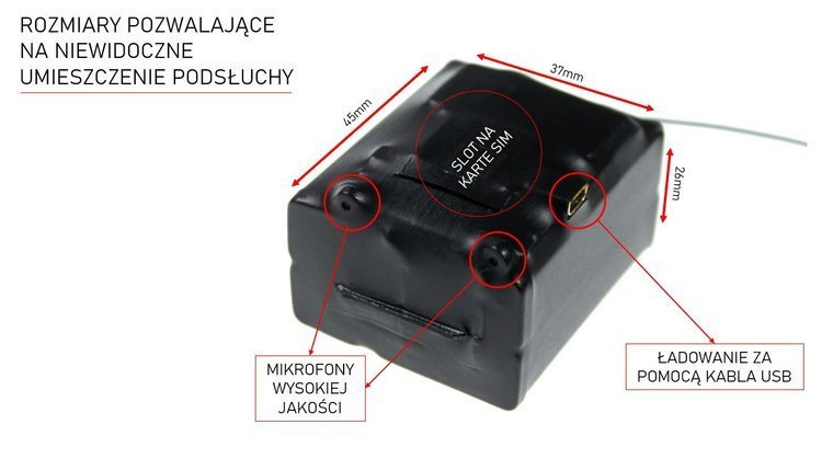 Mini podsłuch GSM KGA20 profesjonalny na kartę SIM