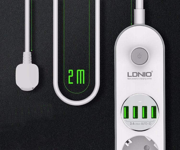 Listwa zasilająca LDNIO SE4432 4 gniazda 4xUSB
