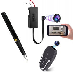 Zestaw mini kamer podręcznych C10 WiFi + kluczyk MK10 + kamera w długopisie W9