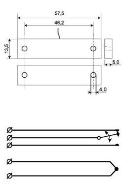 Czujnik magnetyczny (kontaktron) MC 746 NO/NC