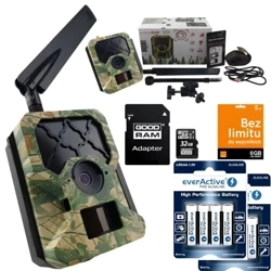 Zestaw KameraFotopułapka Predator Eye i001AES szyfrowanie zdjęć Full-HD 4G LTE GSM 30MPX + 8XAA + SD 32GB + Karta SIM