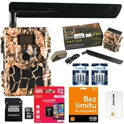 Zestaw Fotopułapka Kamera leśna SF4.8AES PL RODO 24 Mpx 4G LTE GSM + 8XAA + SD 32 GB + Karta SIM